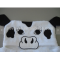 Cow Hooded Towel - weiße Kuh mit schwarzen Flecken, Ohren und Schwanz, 100% Baumwolle, Super Soft